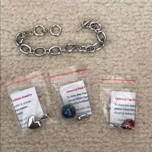 Silver tone charm bracelet